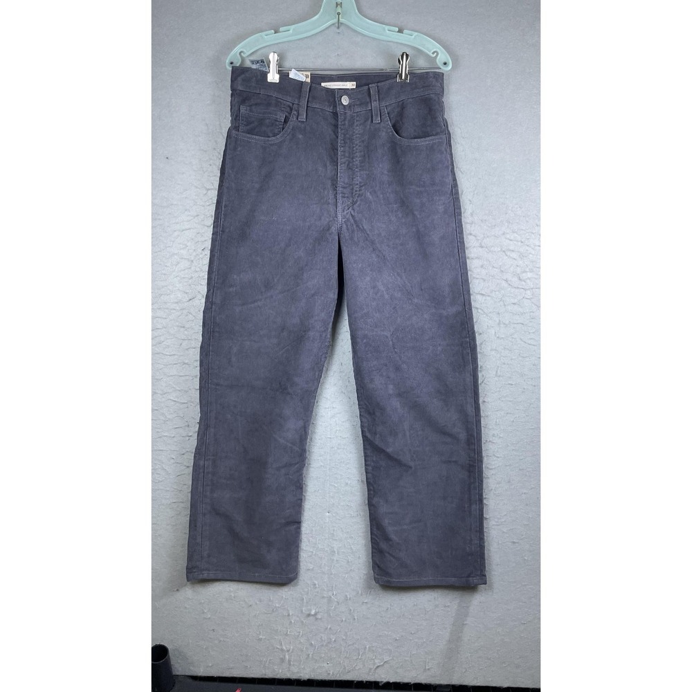 Levi's Ribcage Straight Ankle Pants Womens 30 Gray Corduroy High Rise Casual